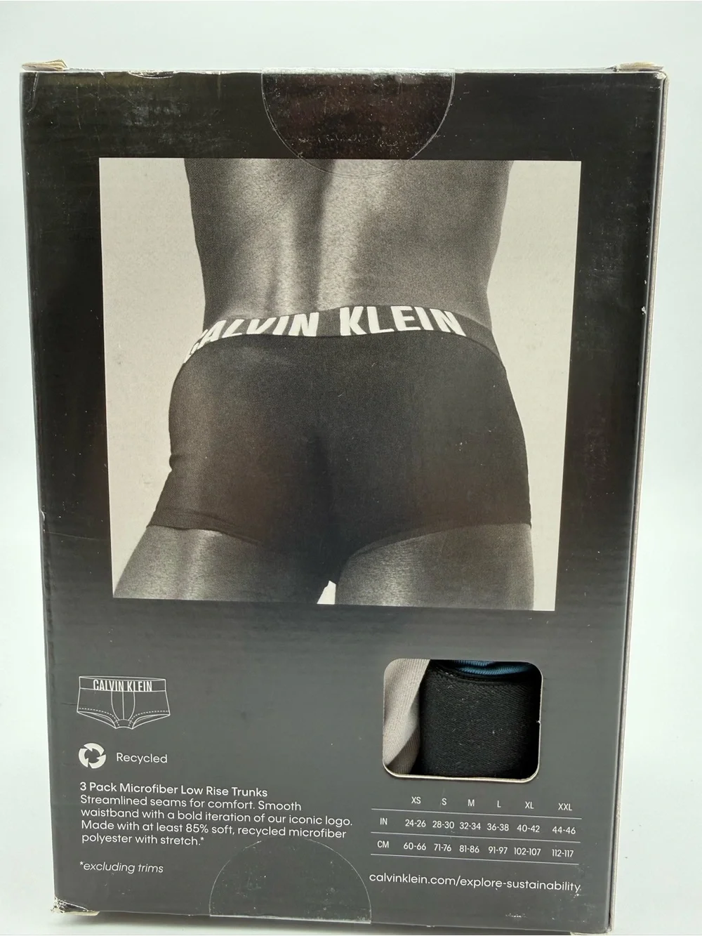 Calvin Klein Intense Power Low Rise Trunk - Black with Blue Accent Pack of 3